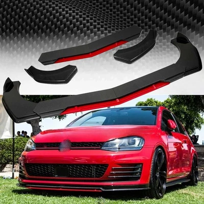 For VW Golf GTI MK5 Front Bumper Lip Spoiler Splitter Body Kit Carbon Fiber Red Foto 1 de 4