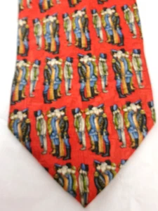 ERMENEGILDO ZEGNA 🔥 RED MILITARY PRINT== 3 3/4" WIDE / SILK NECK TIE - Picture 1 of 7
