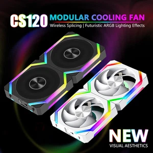 Ventilador de refrigeración CS120 ARGB 240 mm modular apilable empalme PWM silencioso 120 mm ventilador RGB - Imagen 1 de 29