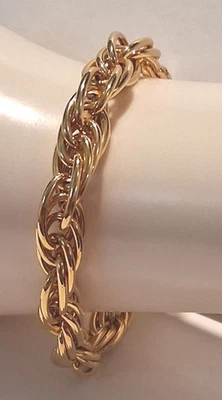 Brazalete de cuerda gruesa de oro sobre bronce Jtv Moda Al Massimo 8 pulgadas... Foto 1 de 4