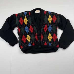 Vintage Pendleton Sweater Mens Large Wool Cardigan Button Up Argyle USA 90s - Picture 1 of 7