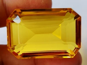 AAA+ Large Yellow Citrine 155 Ct. Emerald Cut Loose Gemstone for Ring & Pendant - Picture 1 of 8