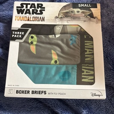 星球大战曼达洛人 3 件装男式平角内裤简短说明小号新品! — 第 1/2 张图片