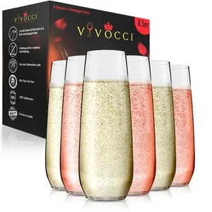 Unbreakable Tritan Plastic Stemless Champagne Flutes 8.5 Oz - Reusable Glassw... - Picture 1 of 8