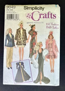 Simplicity 9049 Fashion 15 1/2" Doll Clothes 1999 Crafts Pattern One Size Uncut - Picture 1 of 2