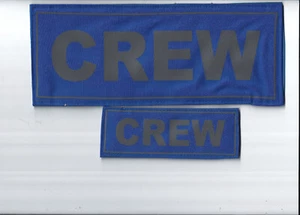 2 Patches +Klettverschluss hoch reflektierend Schwarz o. Blau Groß +Klein CREW - Bild 1 von 3