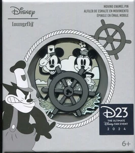 Disney 2024 D23 Expo Loungefly Steamboat Willie Mickey Minnie Jumbo LE 500 Pin - Picture 1 of 2