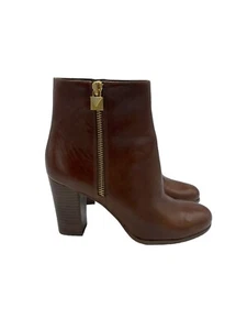 Michael Kors Frenchie Womens Leather Zip Up Ankle Booties Brown Size 8 Medium - Picture 1 of 12