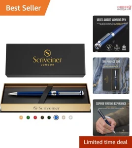 Luxury Ballpoint Pen Brass Midnight Blue Chrome Ergonomic Office Gift Set - Picture 1 of 11
