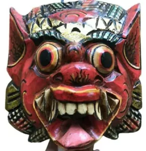 Home Decor Mask Hanger Wall Wood Hand craft African Tribal Barong Face Painting - Picture 1 of 12