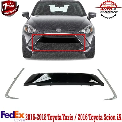 New Front Bumper Grille + Chrome Moldings For 2016-2018 Toyota Yaris / Scion iA Foto 1 de 4