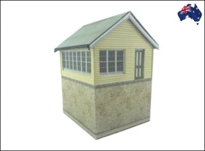 HO Scale Australian Model Railway Buildings TWO-STORY SIGNAL BOX 2 Cream - Picture 1 of 5