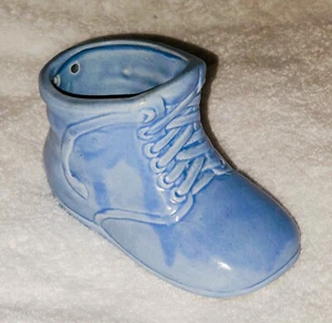 Baby Blue Ceramic Bootie Bootsie Bank Trade Mark Baby Shower Vintage  - Picture 1 of 4