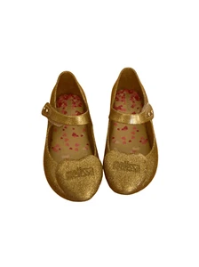 Mini Melissa Corazón Dorado Zapatos Planos Ballet Niñas Talla 9 - Imagen 1 de 5
