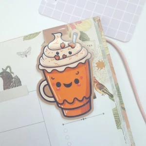Magnetisches Lesezeichen Kawaii Kürbis würzig Kaffee Buch Liebhaber Geschenk Herbst Weihnachten - Bild 1 von 5