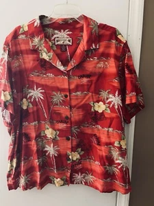 Camiseta de mujer Caribbean Joe roja hawaiana floral abotonada manga corta plus 3X - Imagen 1 de 10