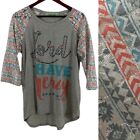 SOUTHERN GRACE Top T-Shirt Lord Have Mercy Southwestern Boho Sheer Sleeves Sz M