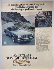 1976 Oldsmobile Cutlass Supreme Brougham Blue Vintage Print Ad Man Cave 70's - Picture 1 of 1