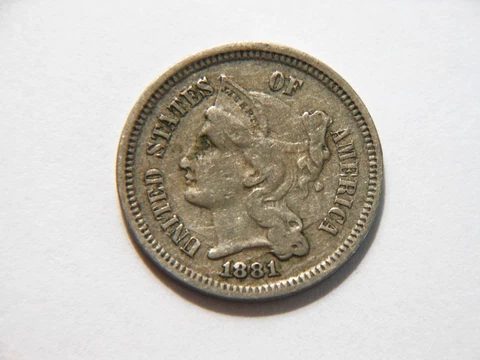 1881 VF 3 Cent Nickel,  Nice *Lower Priced* Vintage Coin for a collection Cover