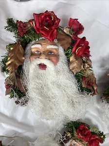 5 Vtg Christmas Santa Head Hanging Yarn String Beard Old World 3 Sm 2 Leg - Picture 1 of 17