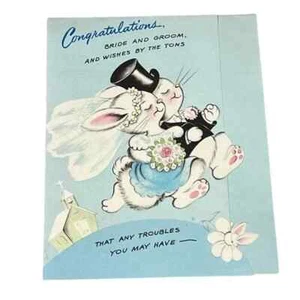 American Greetings Glückwunschkarte Braut und Bräutigam Kaninchen Vintage BBX - Bild 1 von 3