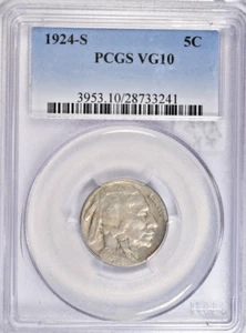 1924-S BUFFALO NICKEL ~ BOLD HORN PCGS VG10! - Picture 1 of 2