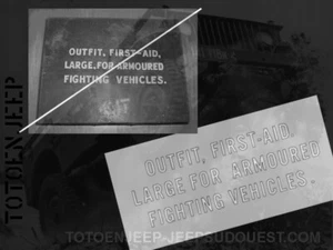 POCHOIR STENCIL CAISSE OUTFIT FIRST AID LARGE 3 . jeep willys us ww2 - Imagen 1 de 4