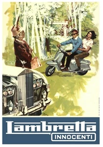 Stampa Arte da Parete Casa - Poster Pubblicitario Vintage - LAMBRETTA - A4,A3,A2,A1 - Foto 1 di 1