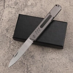 New CNC 14C28N Steel Blade Titanium+CF Handle Pocket Folding Knife EDC Tools - Picture 1 of 8