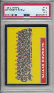 1962 TOPPS FOOTBALL Dallas Cowboys Team #49 PSA 5.5 EX+ - Picture 1 of 2