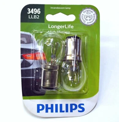 Philips LongerLife 3496 27/8.3W Due Lampadine Stop Freno Coda Luce Ricambio OE - Image 1 of 4