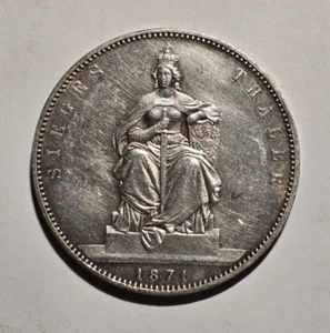 1871 A German States Prussia Thaler “Siegesthaler” Heavily Cleaned - Picture 1 of 4