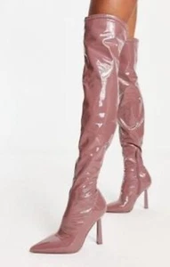 ALDO Mujer Botas Rosa Cierre Cremallera Patente PVP £160 - Imagen 1 de 16