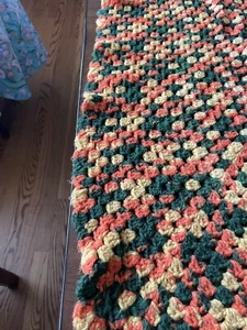 Homemade Afghan Crocheted Lap Blanket Throw Autumn Colors - Picture 1 of 9