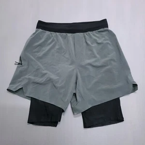 Lululemon Shorts Mens Small Green Black Lined Running Athletic Gym 5 In Inseam - Picture 1 of 6