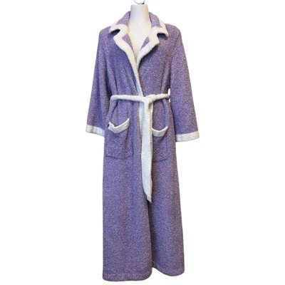 Soft Surrounding Petite Plush Belted Robe Purple White Size PM - Image 1 of 4
