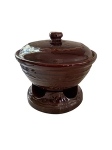 Vintage Marcrest Oven Proof Ovenproof Bowl w/ Lid and Warming Stand - Daisy Dot - Picture 1 of 9