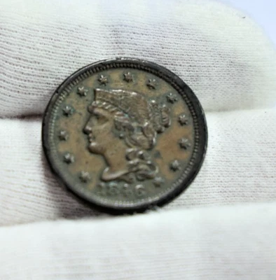 1846 US Large Cent 1c VF (Corrosion) - Image 1 of 2