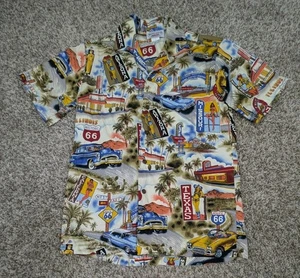Vintage Pacific Legend Hemd Herren Small Hawaiian Camp Route 66 Cafe Floral Palms - Bild 1 von 6