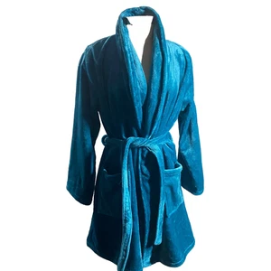 Bata Juicy Couture para mujer L/XL verde azulado manga larga lazo cintura corta polar NUEVO - Imagen 1 de 15