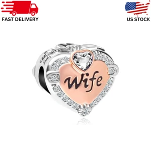 Rose Gold Wife Heart Love Charm Pandora Bracelet Charms Bracelets New Year Gift - Picture 1 of 3