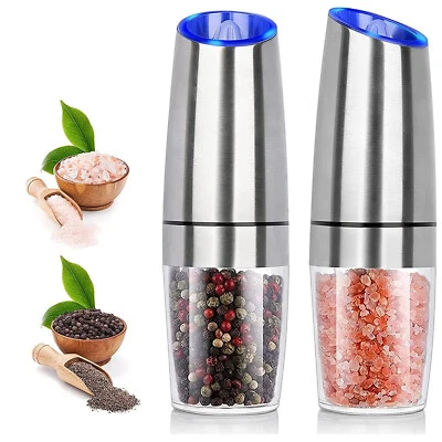 Gravity Electric Pepper Salt Grinder Set with LED Light Kitchen Automatic 2PCS - Image 1 of 4