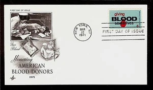 FIRST DAY COVER #1425 Giving Blood Saves Lives 6c ARTCRAFT U/A FDC 1971 - Picture 1 of 2