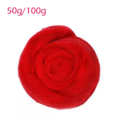 50g/100g Roving Wool Fibers, 40 Color Soft Felting Wool Needle Felting Materials - Image 1 of 4