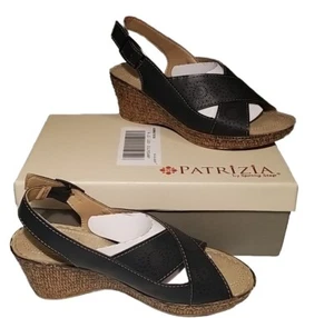 NIB Patrizia by Spring Step wedge sandals Manzana-B black sz 37/6.5 2" heel - Picture 1 of 9