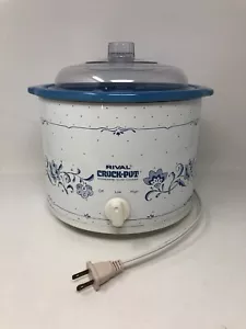 Rival Crockpot Modell #3120 2 1/2 Quart Steinzeug Schongarer blaue Blumen - Bild 1 von 7