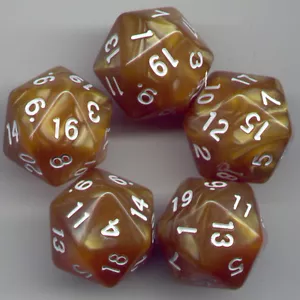 RPG Dice Set of 5 D20 - Pearl Peru - Picture 1 of 1