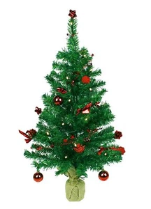 HAAC 20er Led künstlicher Weihnachtsbaum grün 75 cm geschmückt roten Baumkugeln - Bild 1 von 4