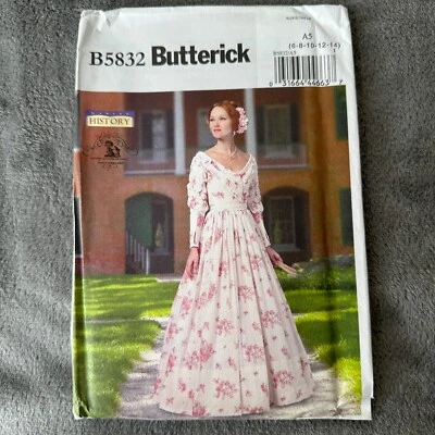 Butterick Pattern B5832 Sz 6-14 Victorian Civil War Dress Gown Costume Theater - Image 1 of 4