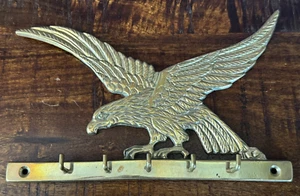 Portagioie chiave aquila ottone vintage da parete 5 ganci montaggio a parete 8x4,5" - Foto 1 di 4